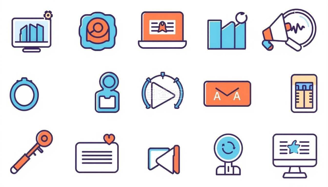 矢量互联网营销图标 复古风格诠释互联网销售新视觉