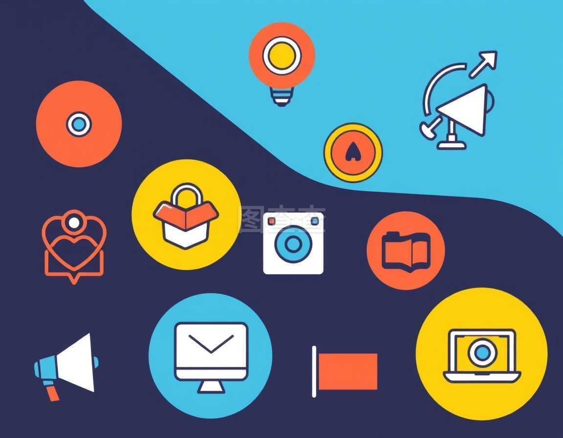 矢量互联网营销图标 复古风格与互联网销售的巧妙融合
